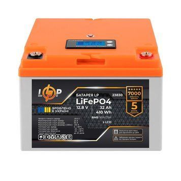 Акумулятор LP LiFePO4 12,8V &ndash; 32 Ah (410Wh) (BMS 50А-25A) пластик LCD для ДБЖ 34456 фото