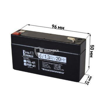 Аккумулятор 6В 1.3 А&middot;год для ДБЖ Full Energy FEP-61 75430 фото